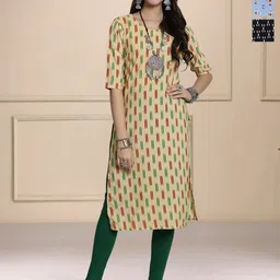 HERE&NOW Selection Of 3 Geometric Printed Round Neck Straight Kurtas-96