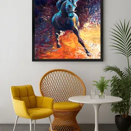 999Store Orange & Navy Blue 1 Piece Stallion Horse Canvas Wall Art-20