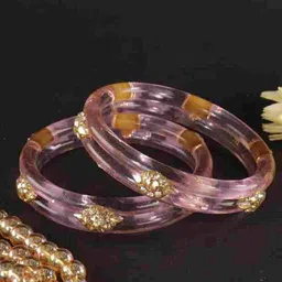 NMII Set Of 4 Glass Crystal Studded Kada Bangles-44