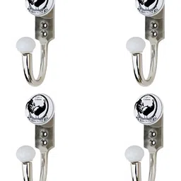 IndianShelf Silver Toned 4 Pieces Ceramic & Zinc Wall Hooks-picture-36