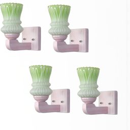 1ST TIME Set Of 4 Green & White Solid Glass Cylinder Shaped Decorative Wall Lamp-picture-10