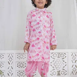 Little Bansi Boys Floral Printed Cotton Kurta with Dhoti Pant-57