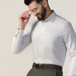 Blackberrys Men India Slim Cutaway Collar Textured Solid Cotton Slim Fit Casual Shirt-image-59