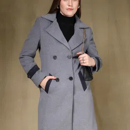 Thirty Threads Women Notched Lapel Collar Single-Breasted Long Overcoat-picture-4