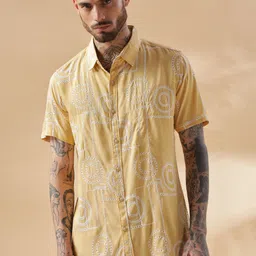 Anouk Men Standard Fit Spread Collar Textured Casual Shirt-77