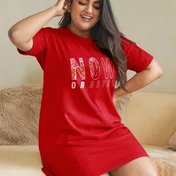 FFLIRTYGO Women Printed Pure Cotton T-shirt Nightdress-picture-46