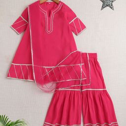 The Magic Wand Girls Embroidered Gotta Patti Kurta with Sharara & Dupatta-picture-28