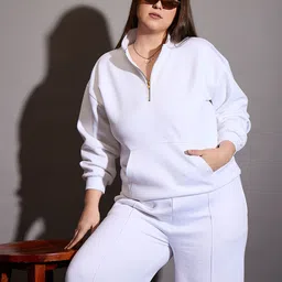 SASSAFRAS Curve Women Half Zipper Long Sleeves Sweatshirt-image-2