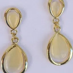 FindHerFavorite Gold Plated Artificial Stones Studded Teardrop Shaped Drop Earrings-image-38