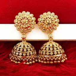 Anujeet Fashion Hub Gold-Plated Dome Shaped Jhumkas-picture-28