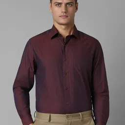 Louis Philippe Men Classic Spread Collar Textured Printed Cotton Formal Shirt-image-71