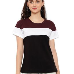 DEEPMAYRA COLLECTION Women Striped Round Neck Cotton T-shirt-image-63