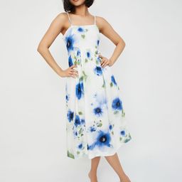 max Floral Print A-Line Midi Dress-image-53