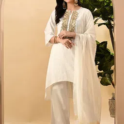 Myshka Women Ethnic Motifs Embroidered Regular Sequinned Kurta with Trousers & With Dupatta-picture-4