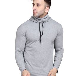 Blisstone Men Hooded Extended Sleeves Raw Edge Slim Fit T-shirt-image-78