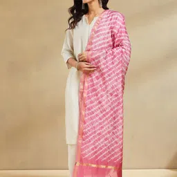 Fabindia Leheriya Dyed Cotton Silk Dupatta With Zari-14