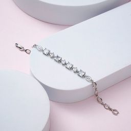SWASHAA Alanis Solitaire Silver-Plated Cubic Zirconia Wraparound Bracelet-image-85