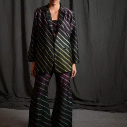 Swaroop by Swati Bhatia Striped Tailored-Fit Open Front Blazer-4