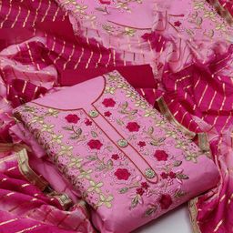SAINOOR Embellished Semi-Stitched Dress Material-image-78