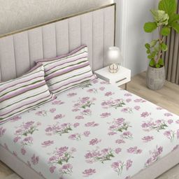 Pure Decor Glory Purple Printed Cotton 180 TC King Bedsheet Set 2.54 m x 2.74 m-picture-30