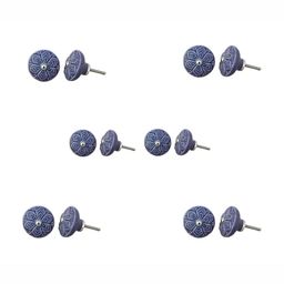 Indianshelf 6-Pcs Purple Wheel Flower Ceramic Knobs-33