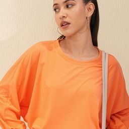 Tokyo Talkies Women Extended Sleeves Raw Edge T-shirt-image-26