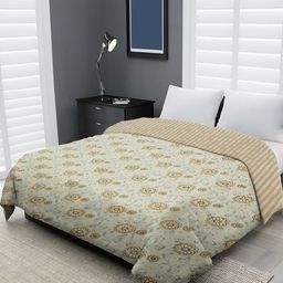 Myntra Elegant Homes Cream-Coloured & Orange Floral Microfiber AC Room 150 GSM Double Bed Comforter-13