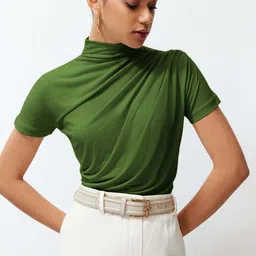 Trendyol Ya Yeil Women High Neck Fitted Top-image-37