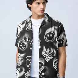 The Souled Store Men Graphic Printed Cuban Collar Casual Shirt-image-17