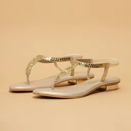 ERIDANI Women Embellished Open Toe Flats-picture-20