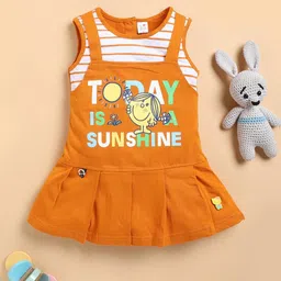 I LOVE MOM Girls Orange Dresses-48