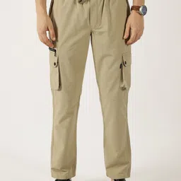 Thomas Scott Men Pure Cotton Smart Mid-Rise Straight Fit Easy Wash Cargos-image-67