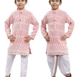 BAESD Boys Selection Of 2 Floral Embroidered Regular Thread Work Kurta with Dhoti Pants-41