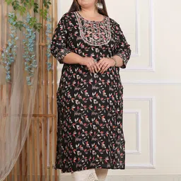 LABULY Women Plus Size Ethnic Motifs Printed Festive Straight Kurta-23