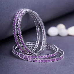 Opal Touch Set Of 4 Rhodium-Plated AD Studded Bangles-51