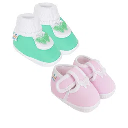NESKA MODA 3 To 12 Months Infants Set of 2 Pair Combo Cute Cotton Butterfly Booties-49