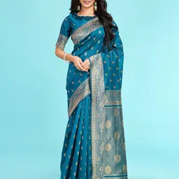 RICH & ROMAN Woven Design Zari Pure Silk Banarasi Saree-picture-10