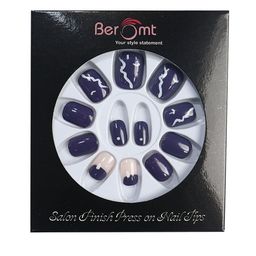 BEROMT 12 Pcs Long-Lasting Casual Salon Finish Press On Nails - Shade 734-13