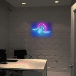 sifty creative Wave and Sun (W 16 x H 8) Acyrlic & Silicone LED Neon Light (Pink)-picture-2
