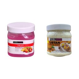 FEELHIGH Face & Body Fruit Gel & Ubtan Scrub 500 ml Each-24