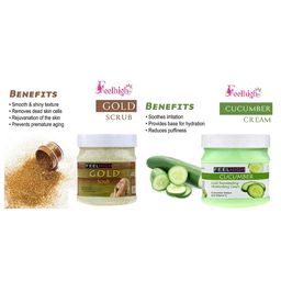 FEELHIGH Set of Gold Scrub & Cucumber Moisturizing Cream - 500 ml Each image 2