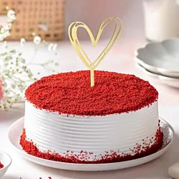 Red Velvet Fresh Cream Cake With Heart Shaped Topper 500Gm-image-22