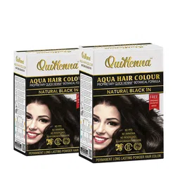 QUIKHENNA Set of 2 No Ammonia Aqua Hair Colour 110g Each - Natural Black 1N-16