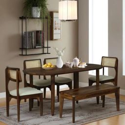 woodsworth from pepperfry Gistel Sheesham Wood 6 Seater Dining Set With Bench In Scratch Resistant Provincial Teak Finish-picture-12
