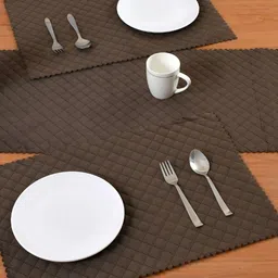 HOMADORN Brown 5 Pieces Velvet Quilted Table Linen Sets-image-86