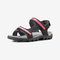 Women Leather Sports Sandals with Velcro Strap Black Pink - NH500-image-4