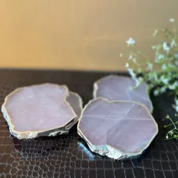 home arte Rose Quartz Silver Plated Table Coaster for Bar Beer Coffee Tea Drinking Coasters for Dining Table Hot Pots -Set of 40-picture-45