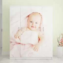 sivom Kiddle Digitally Printed 4 Door Wardrobe With UV Protected Coating In White Finish-picture-12