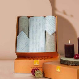 maspar Blue Assorted 144 TC Cotton King Bedsheet With 2 Pillow Covers,2 Bath Towels And 1 Box-picture-11