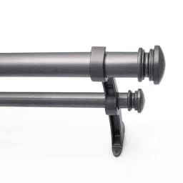 deco window Charcoal Grey 52 Inch expandable to 144 Inch Iron Curtain Rod with Bracket-picture-24